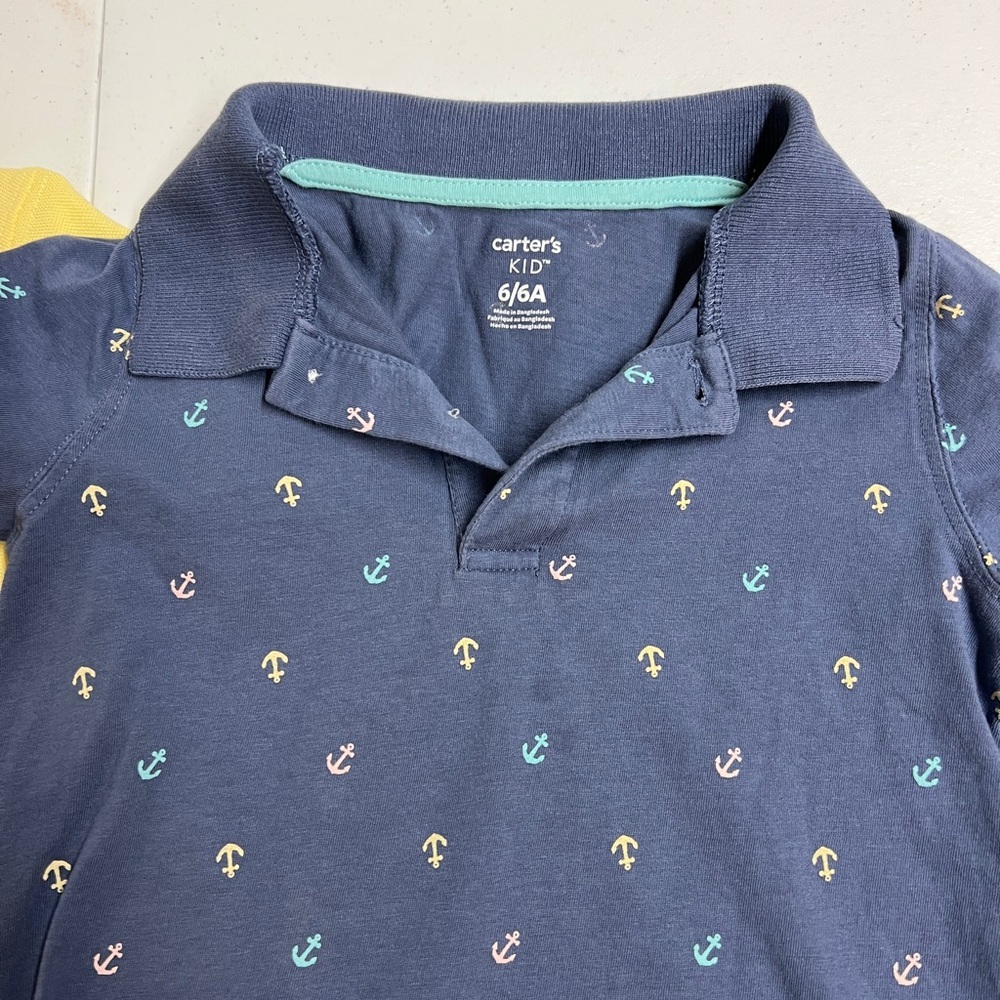 Carter’'s Polo Shirt Set - Solid Yellow and Blue with Anchors - Picture 2 of 3